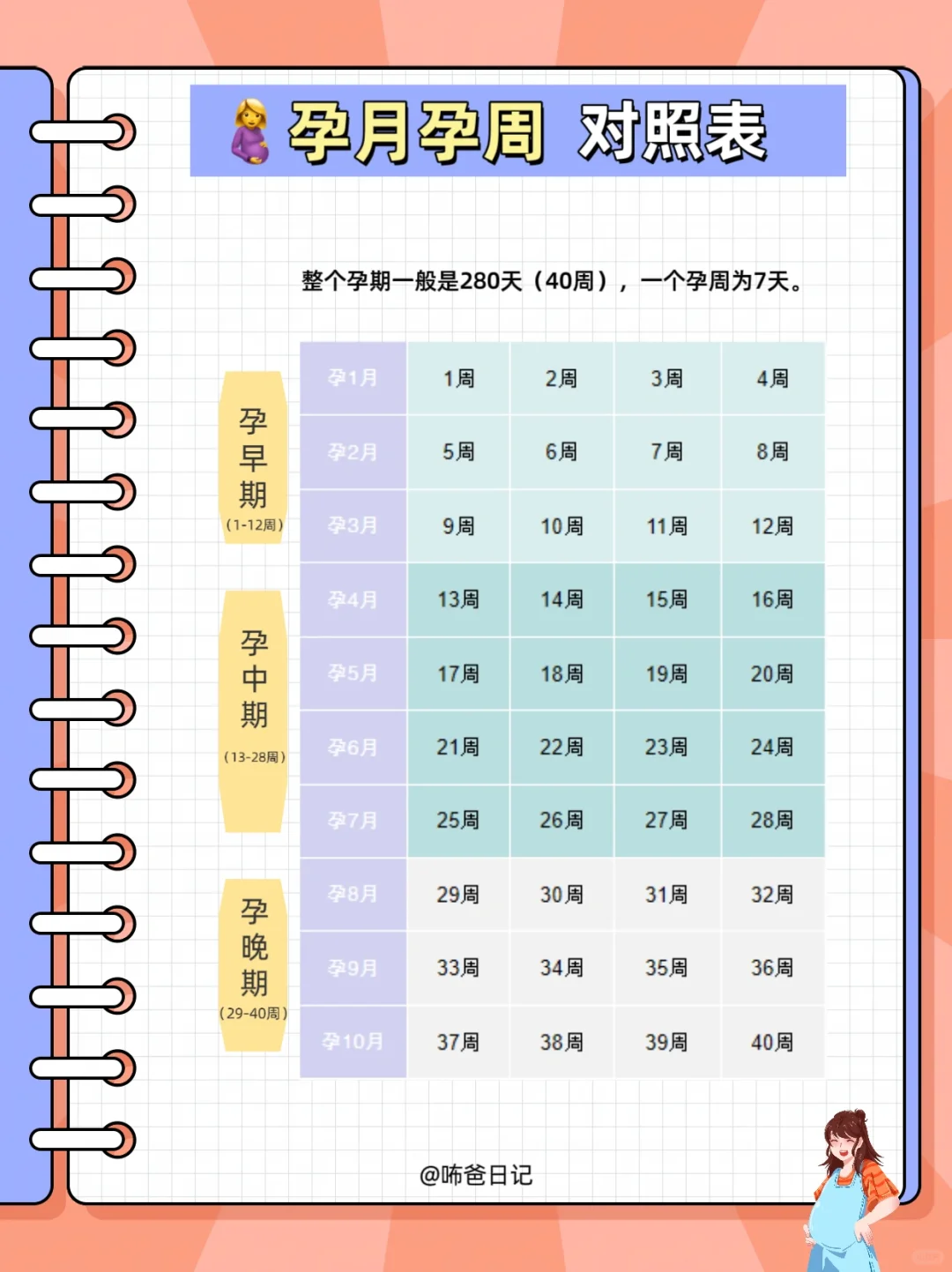 太全啦🔥孕月孕周对照表！别再说不清啦！